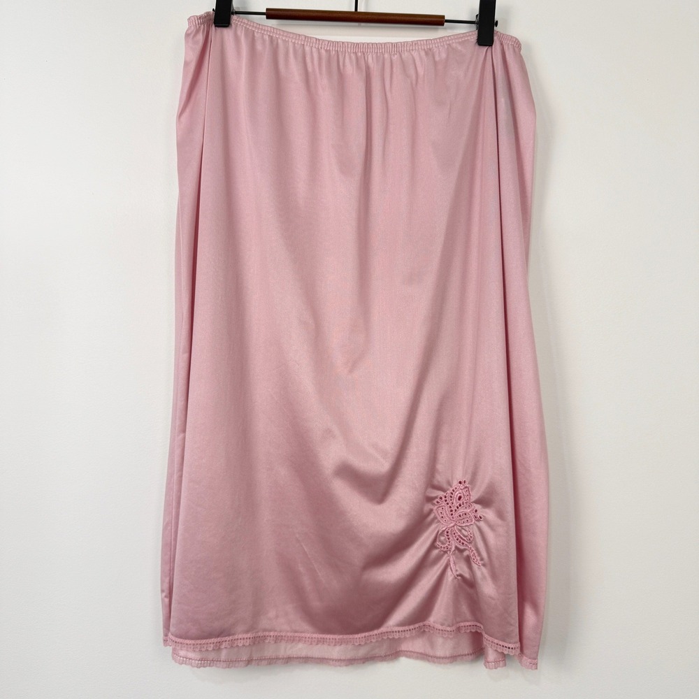 Vintage Interludes by Cira Half Slip Skirt Women XXXL Pink Embroidered Lace Trim